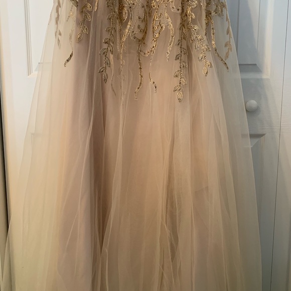 Champagne and gold prom gown - Picture 4 of 11